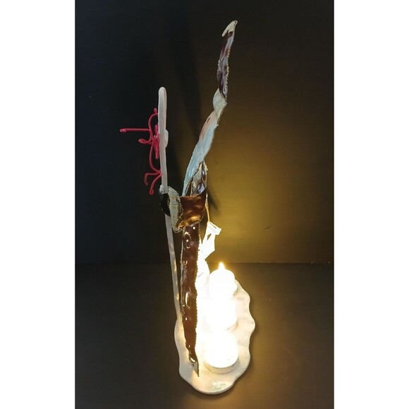 Wegmans 15.5 Inch Metal Santa Staff & Birdhouse Holiday Tea Light Candle Holder - Picture 7 of 8
